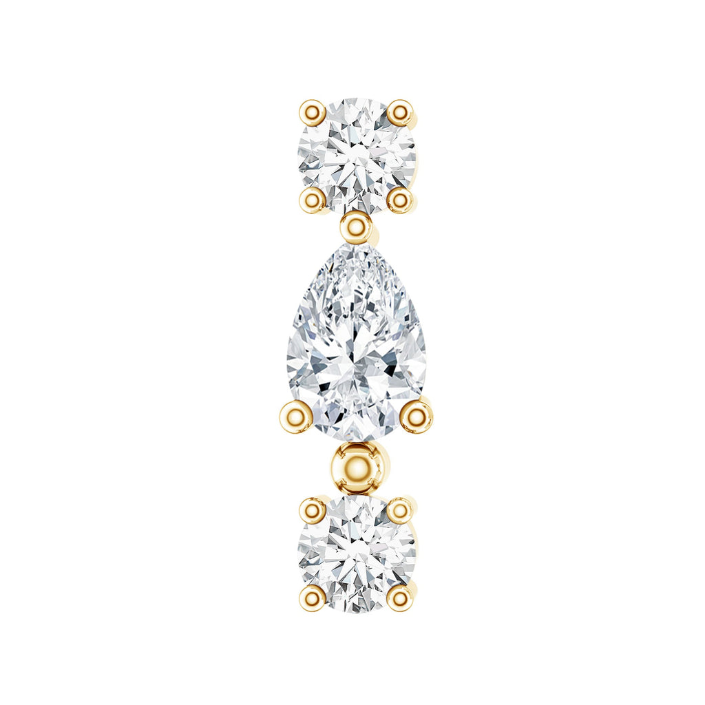 Natural Three Diamond Cartilage Earring with Flat Back