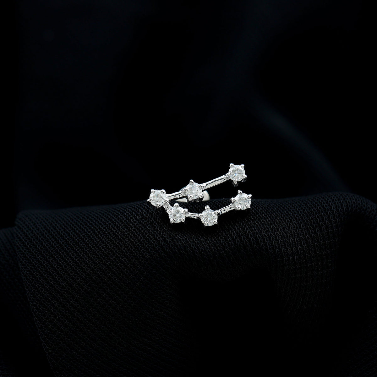 Certified Moissanite Capricorn Zodiac Ear Crawler Earring