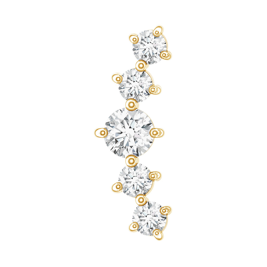 Certified Moissanite Curved Crawler Earring with Flat Back