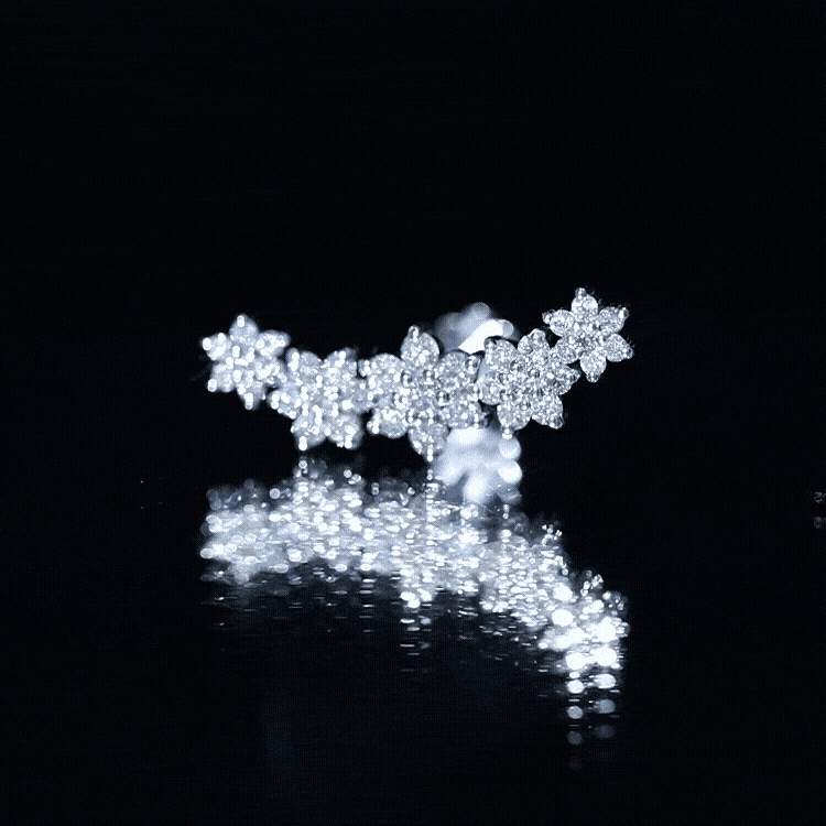 Exquisite Moissanite Flower Inspired Crawler Earring