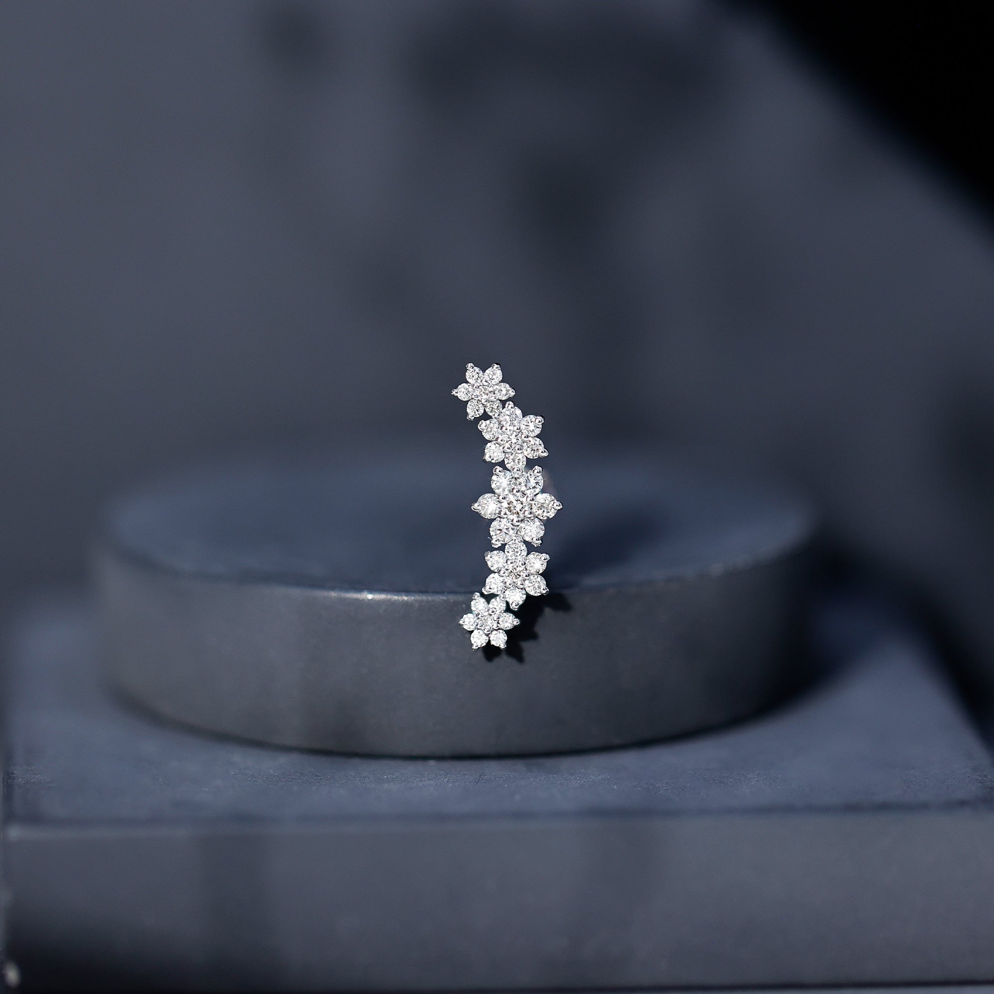 Exquisite Moissanite Flower Inspired Crawler Earring