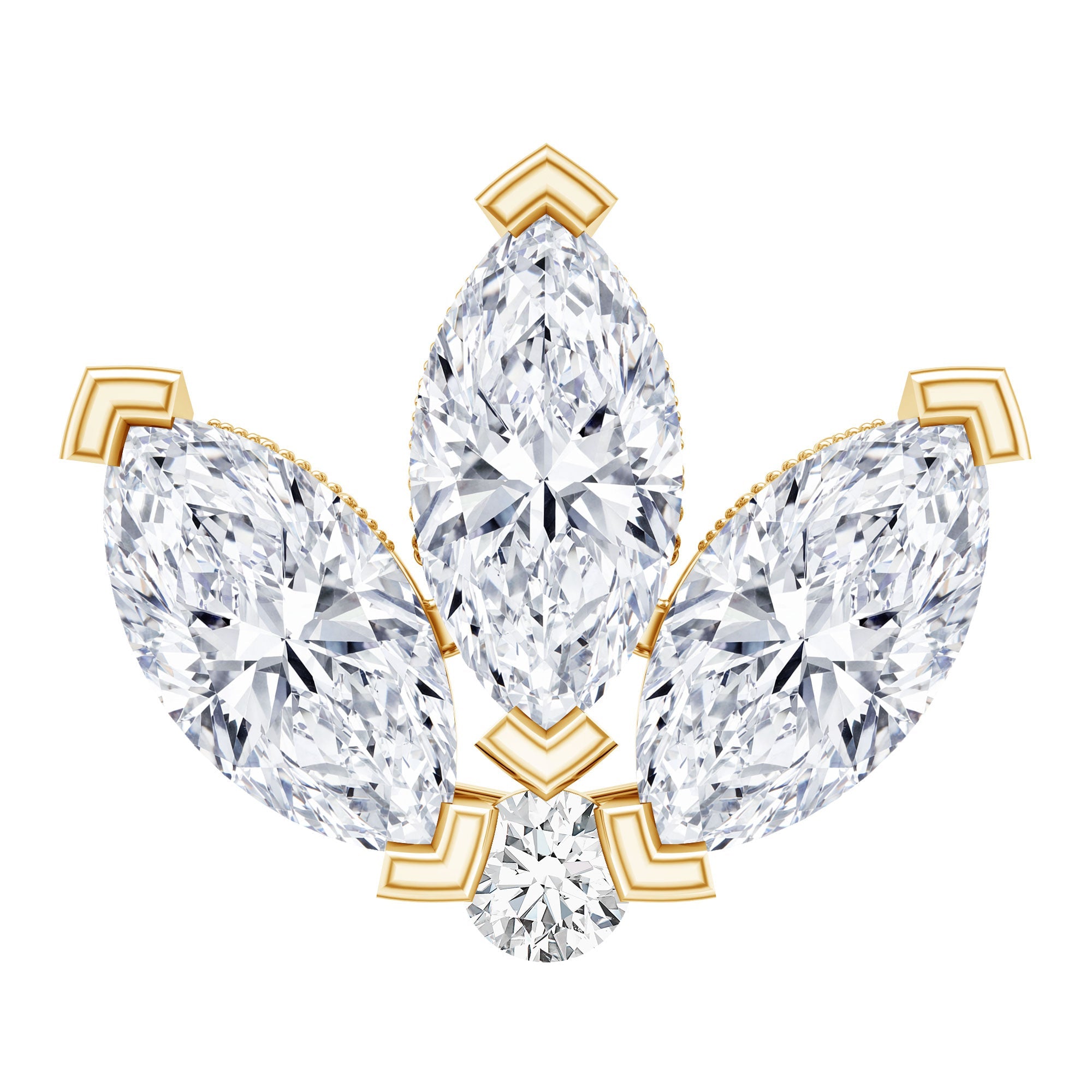 Marquise Diamond Lotus Earring for Cartilage Piercing