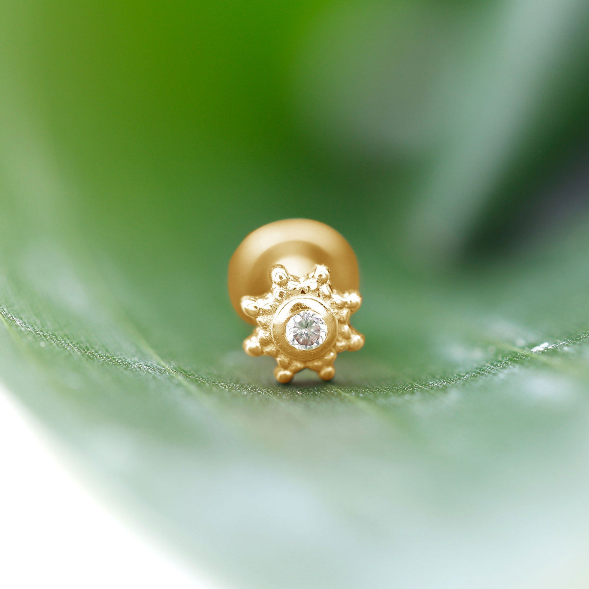 Minimal Diamond Cartilage Earring Stud with Flat Back