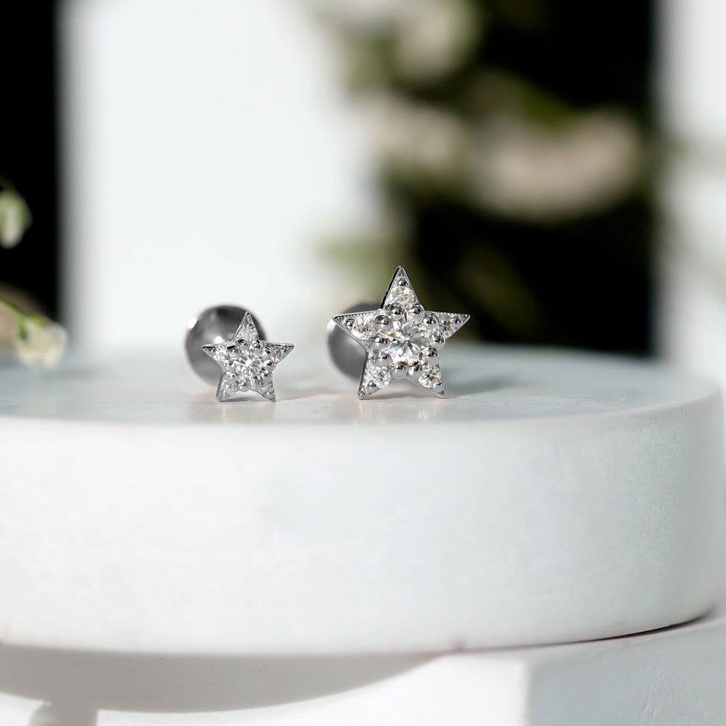 Minimalist Diamond Star Earring for Tragus Piercing