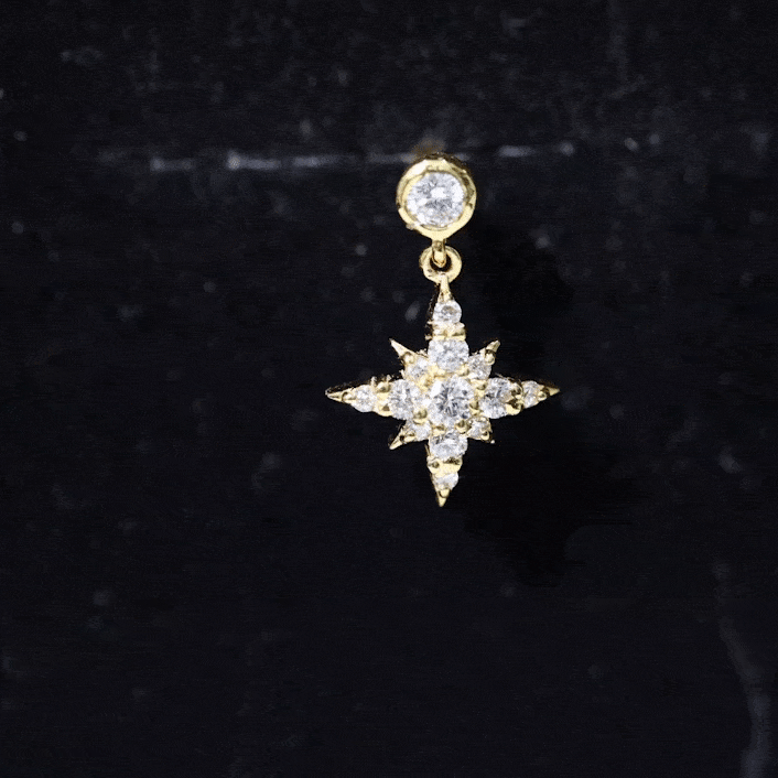 Moissanite Starburst Drop Earring for Cartilage Piercing