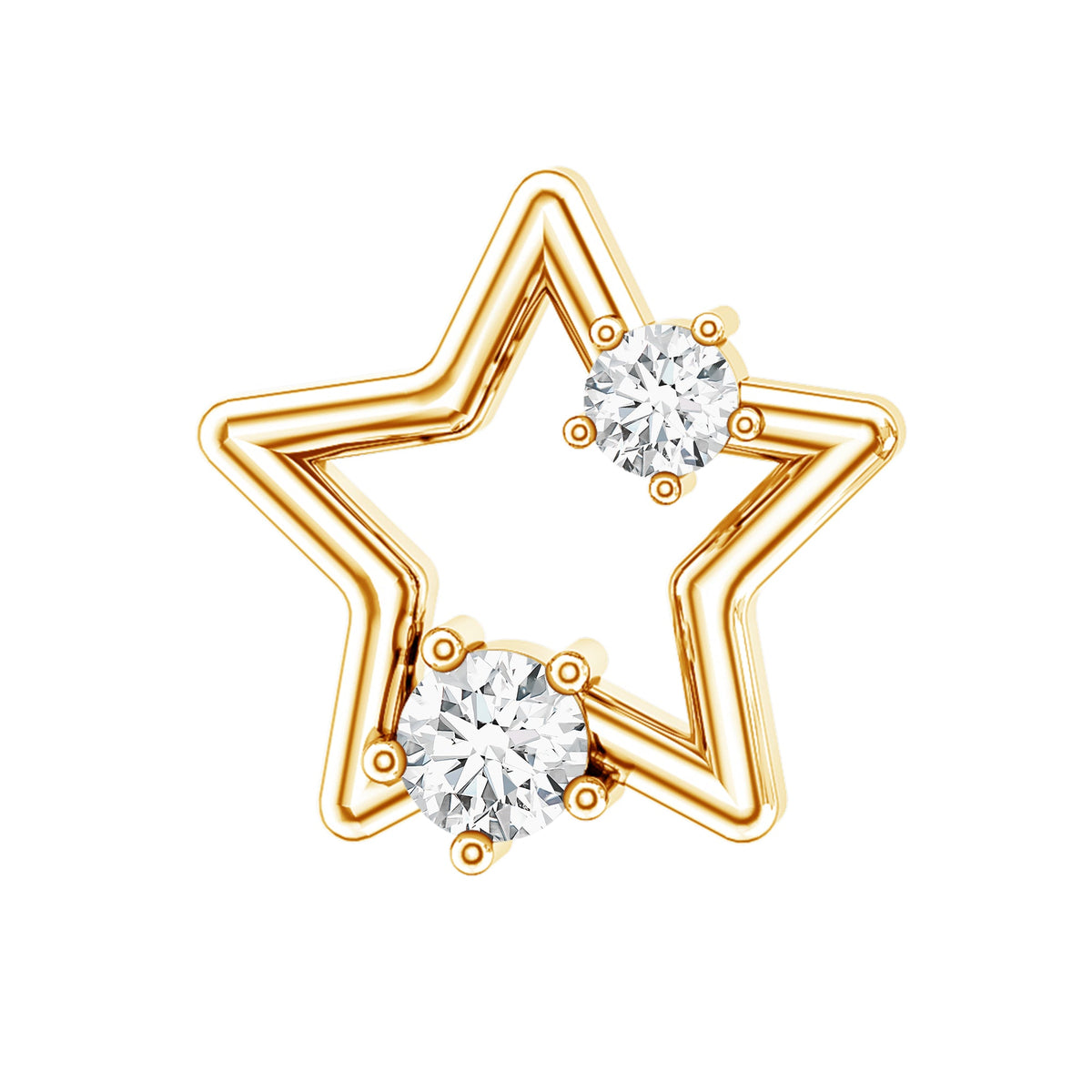 Certified Moissanite Star Shaped Earring for Upper Lobe Piercing