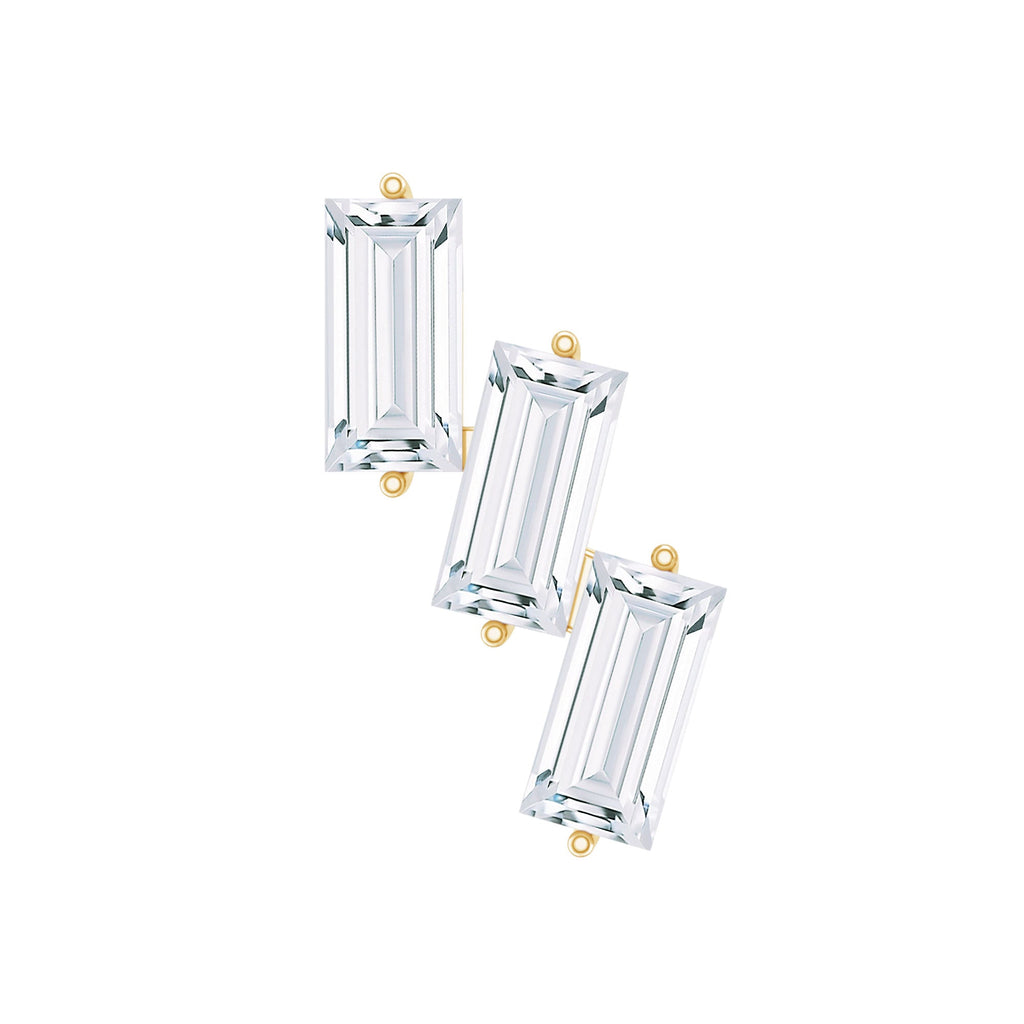 Baguette Cut Moissanite 3 Stone Earring for Helix Piercing