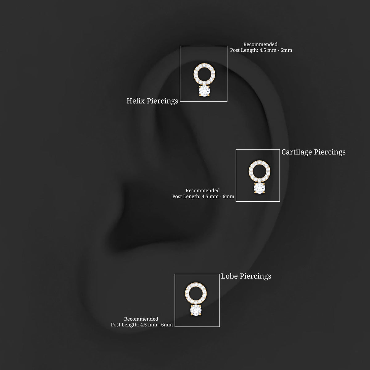 Certified Moissanite Open Circle Cartilage Earring for Women