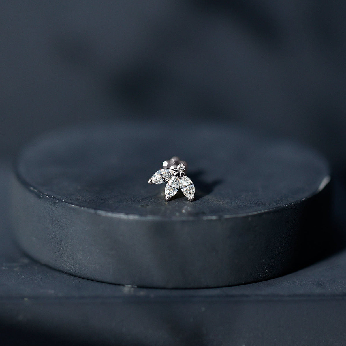Marquise Moissanite Lotus Flower Helix Earring