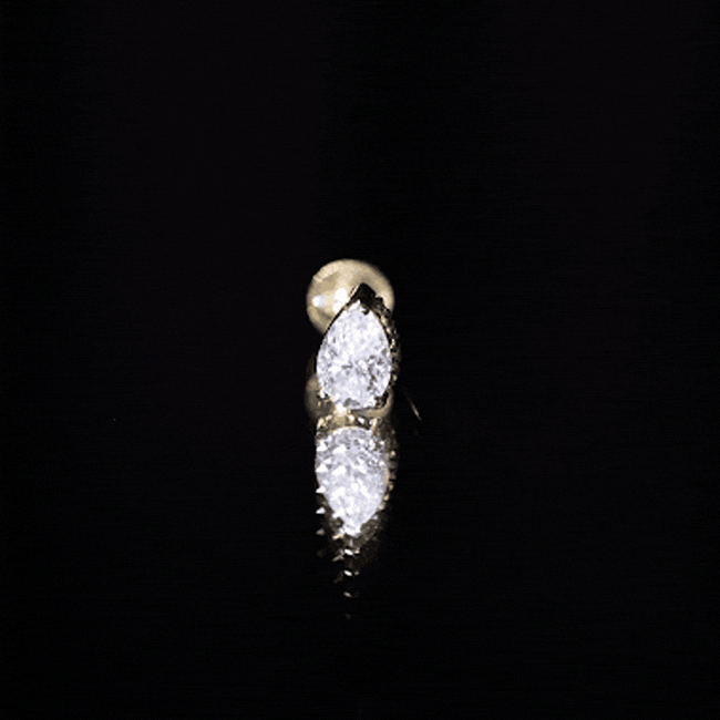 Pear Shaped Moissanite Solitaire Cartilage Earring