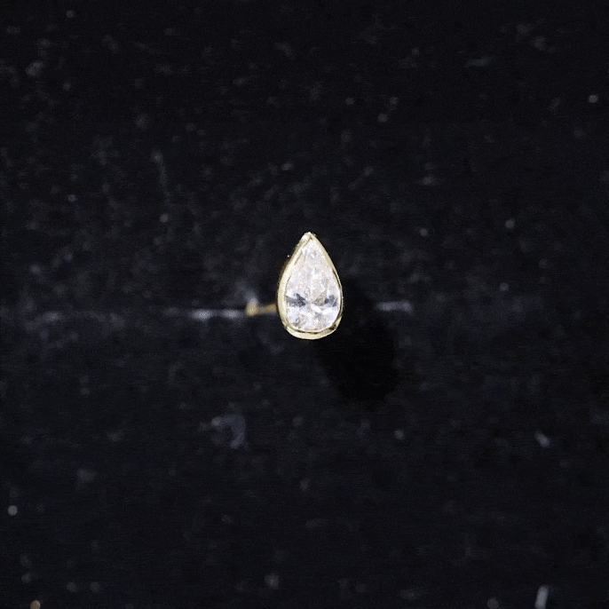 Bezel Set Moissanite Teardrop Stud Earring for Cartilage Piercing