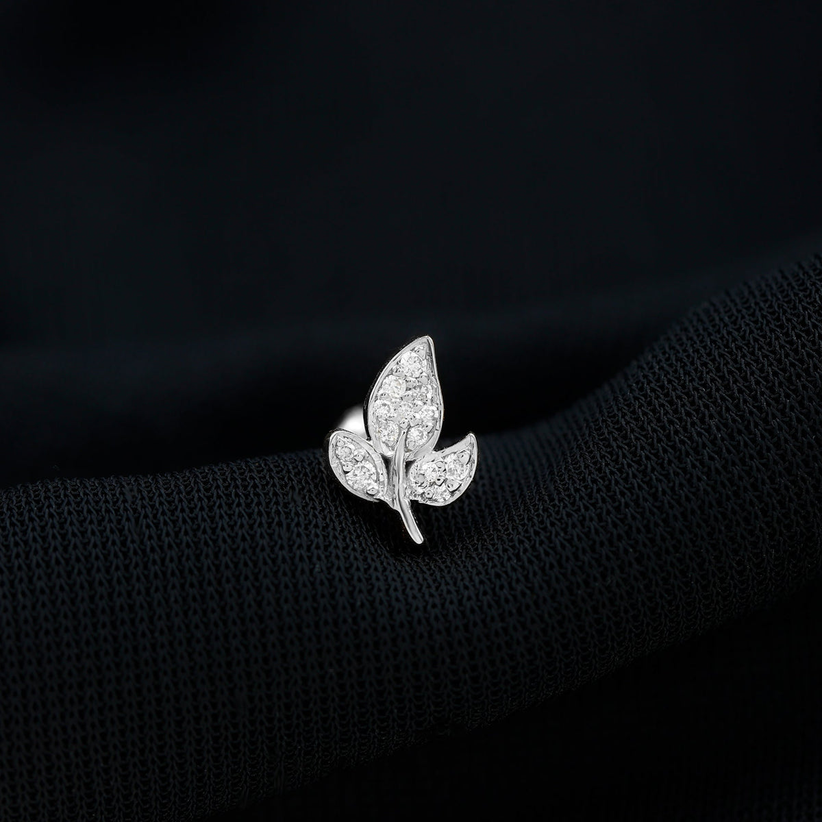 Dainty Moissanite Leaf Earring for Cartilage Piercing