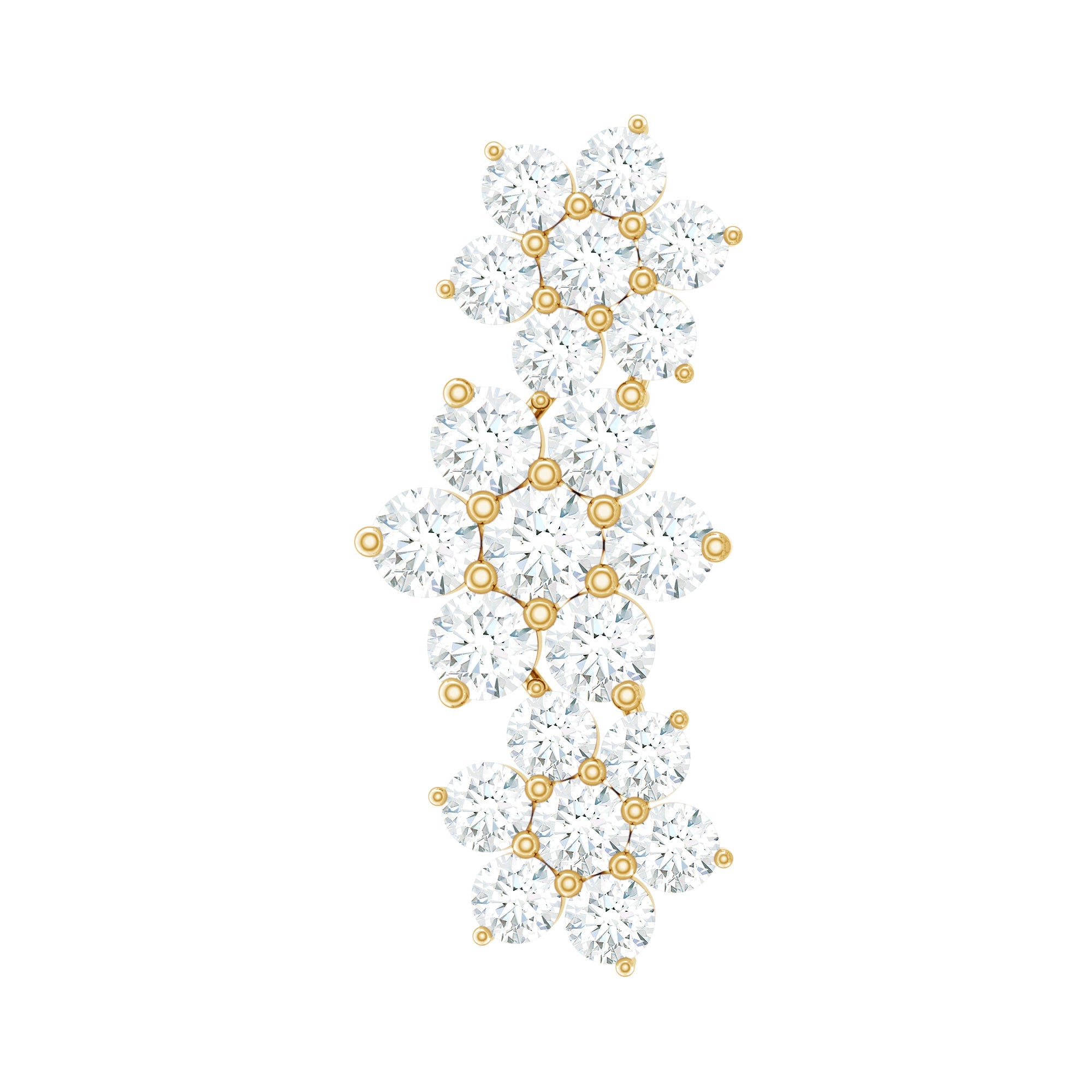 Certified Moissanite Flower Ear Climber Earring