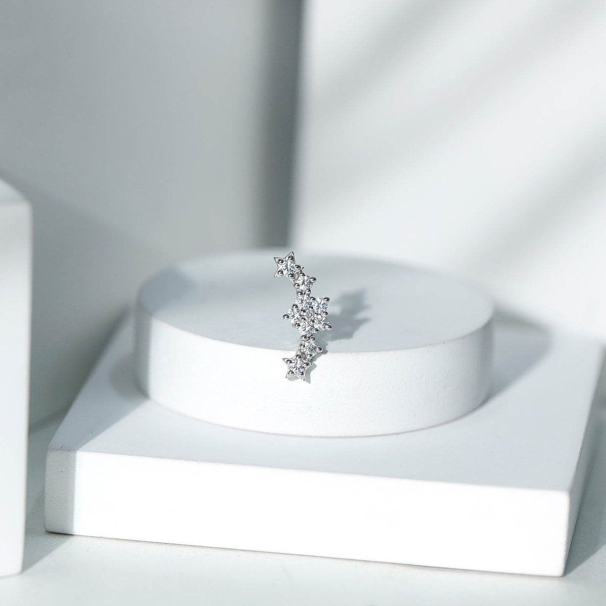 Unique Moissanite Star Crawler Earring for Helix Piercing