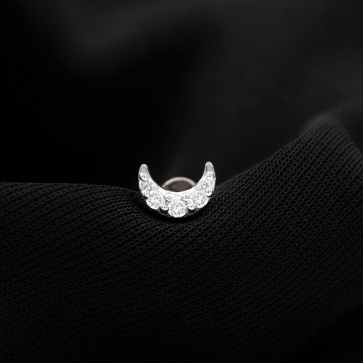 Moissanite Crescent Moon Helix Earring for Women