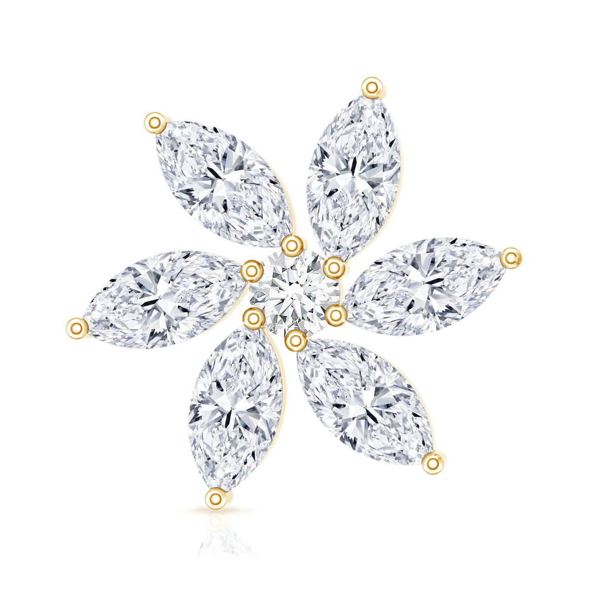 Marquise Moissanite Flower Earring for Cartilage Piercing