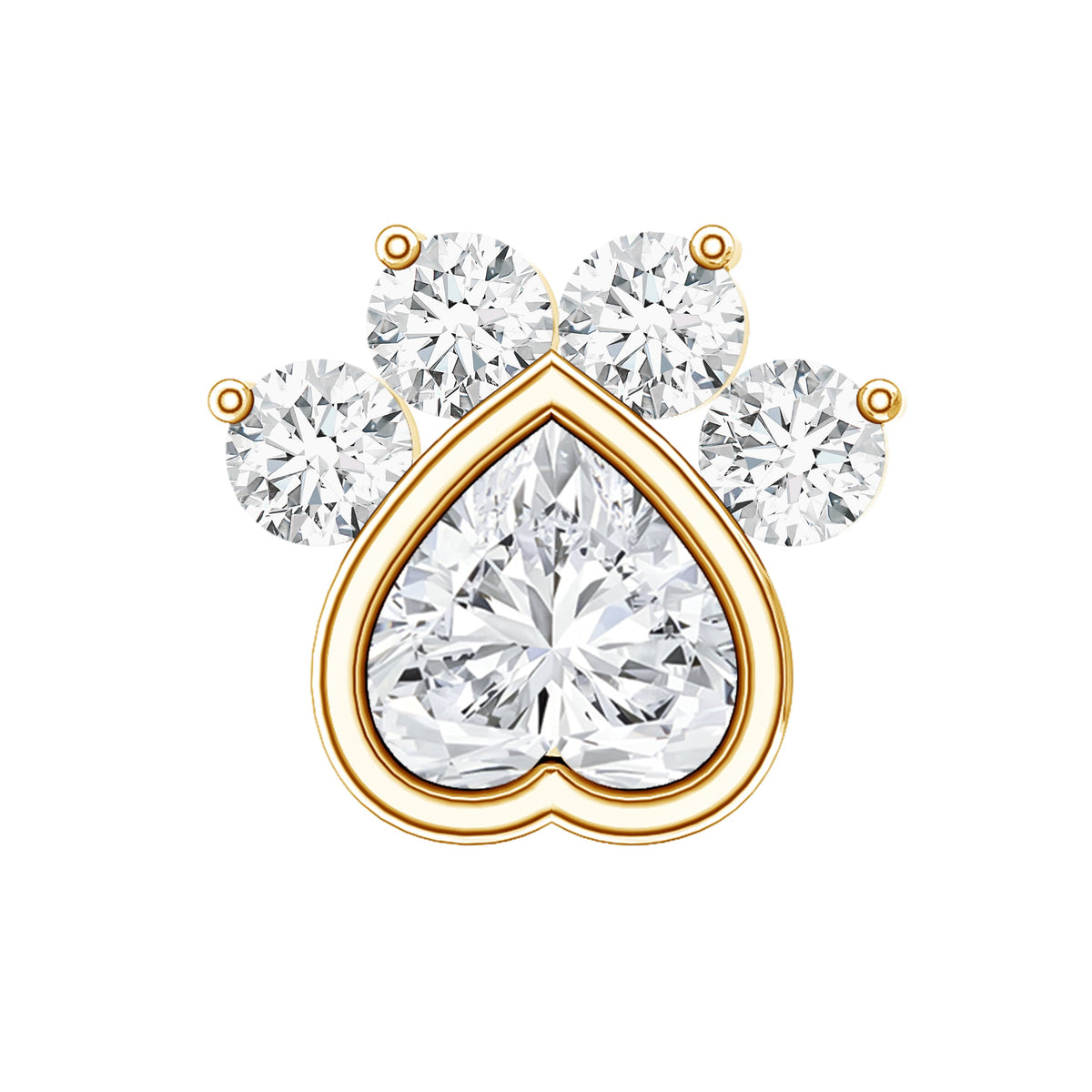 Round and Heart Shape Moissanite Paw Helix Earring