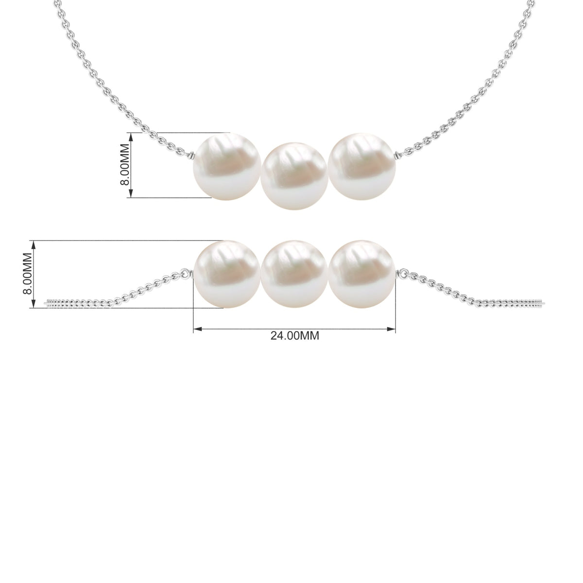 Cultured Freshwater Pearl 3 Stone Bracelet for Women