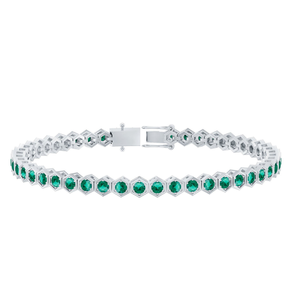 Certified Lab Grown Emerald Hexagon Tennis Bracelet for Women