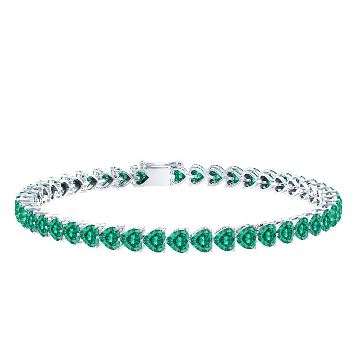 Lab Grown Emerald Heart Tennis Bracelet