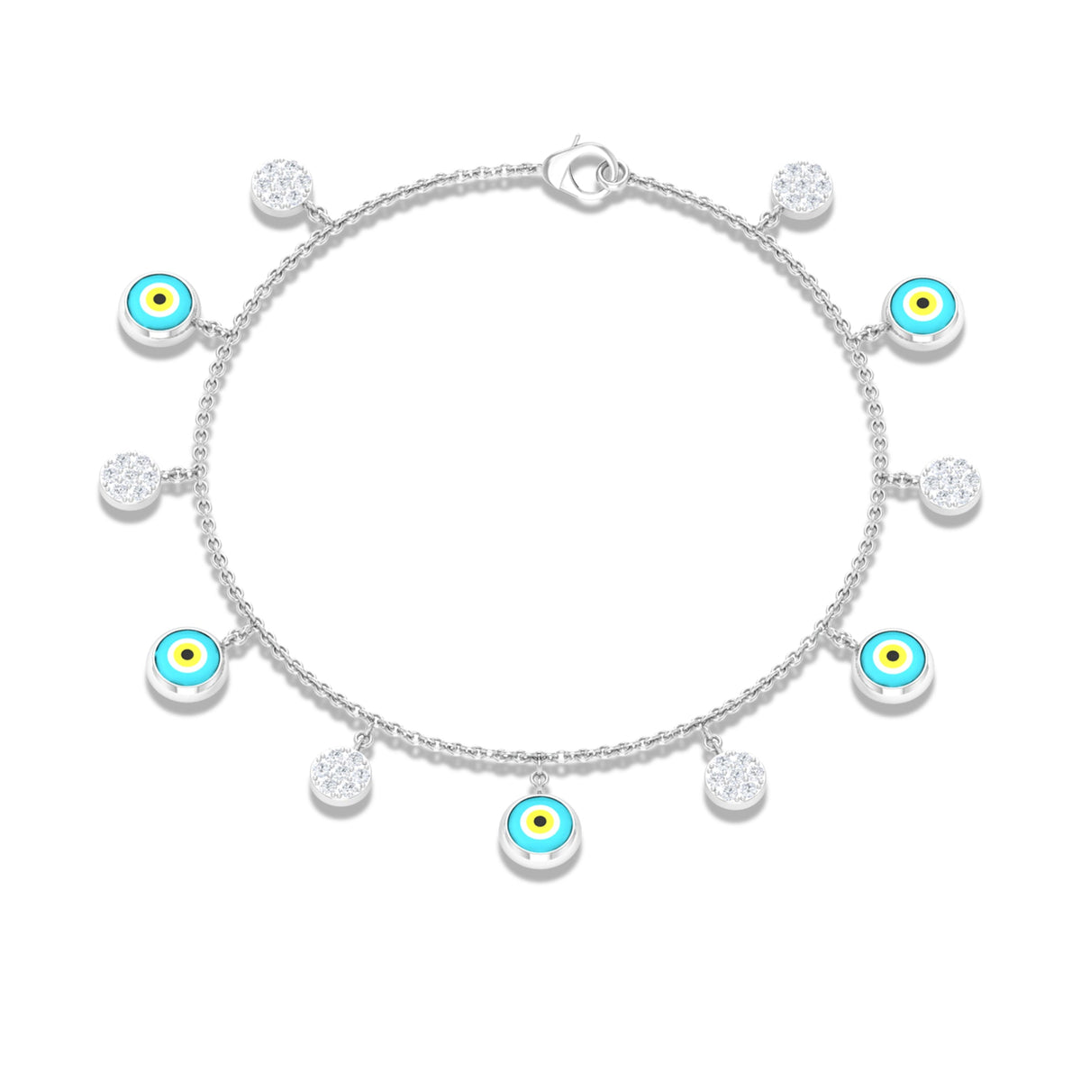 Certified Diamond Evil Eye Chain Bracelet
