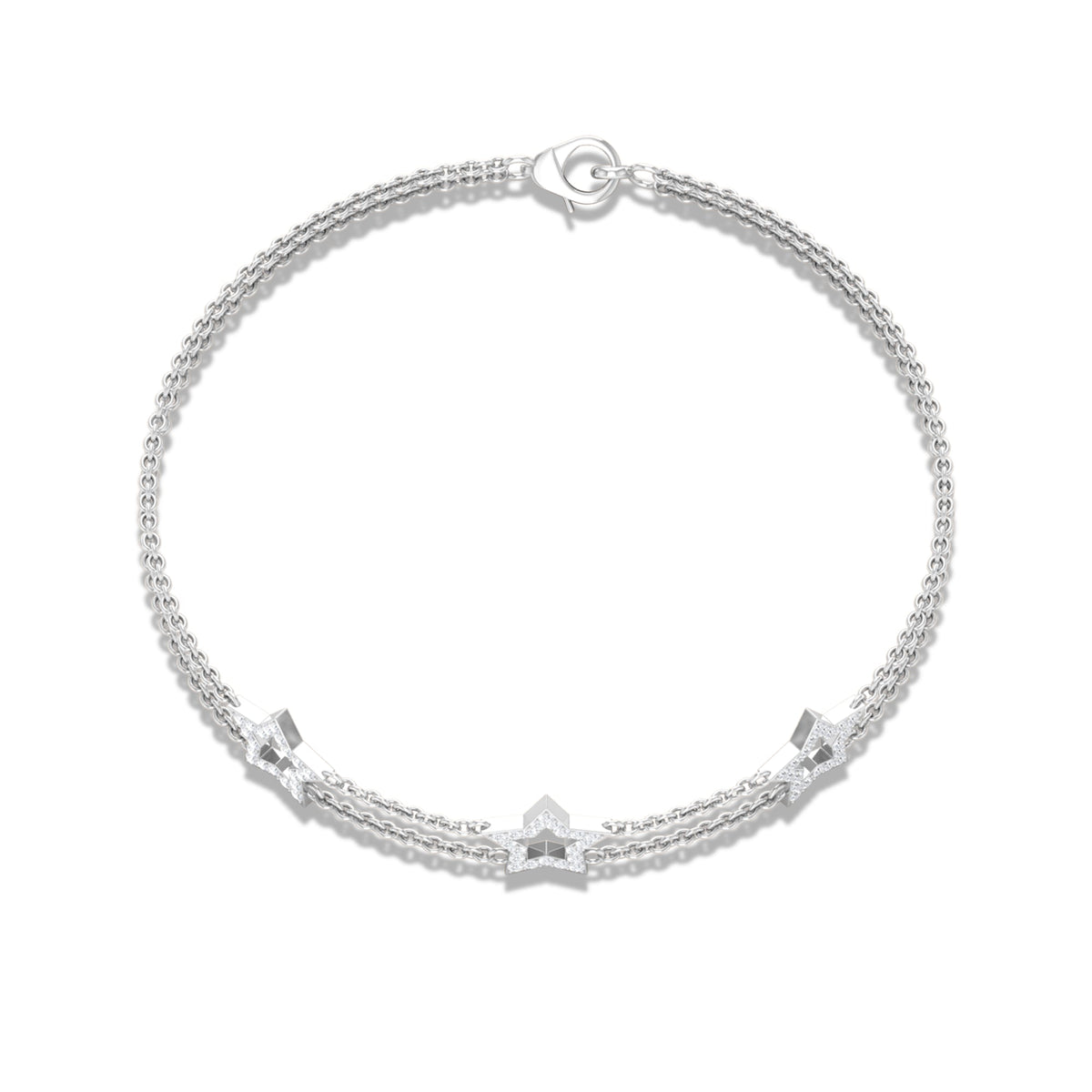Certified Diamond Star Double Chain Bracelet