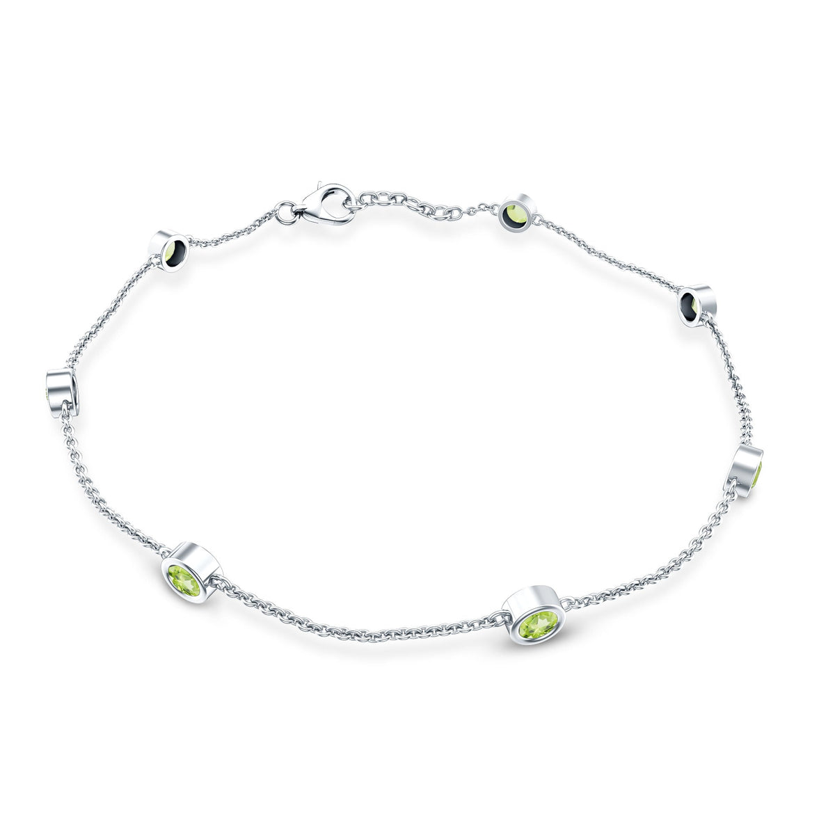 Bezel Set Seven Stone Peridot Station Bracelet