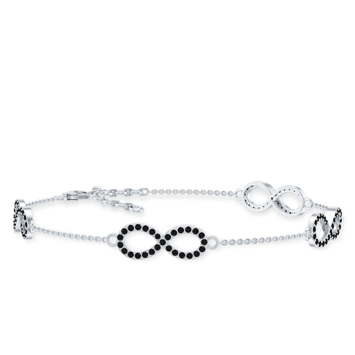 Certified Lab Grown Black Diamond Infinity Chain Bracelet