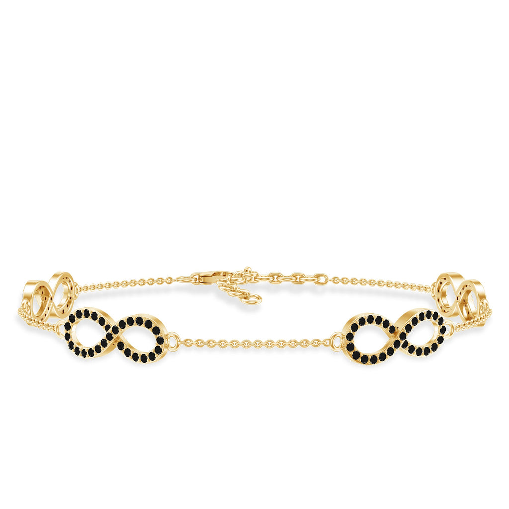 Certified Lab Grown Black Diamond Infinity Chain Bracelet