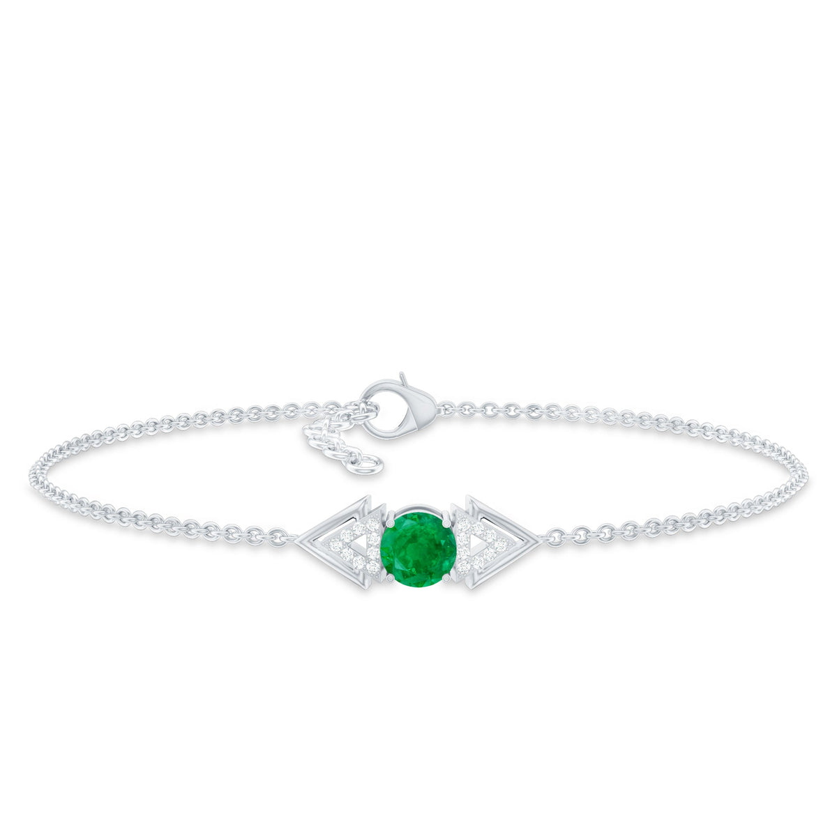 Genuine Emerald and Diamond Chain Bracelet For Her