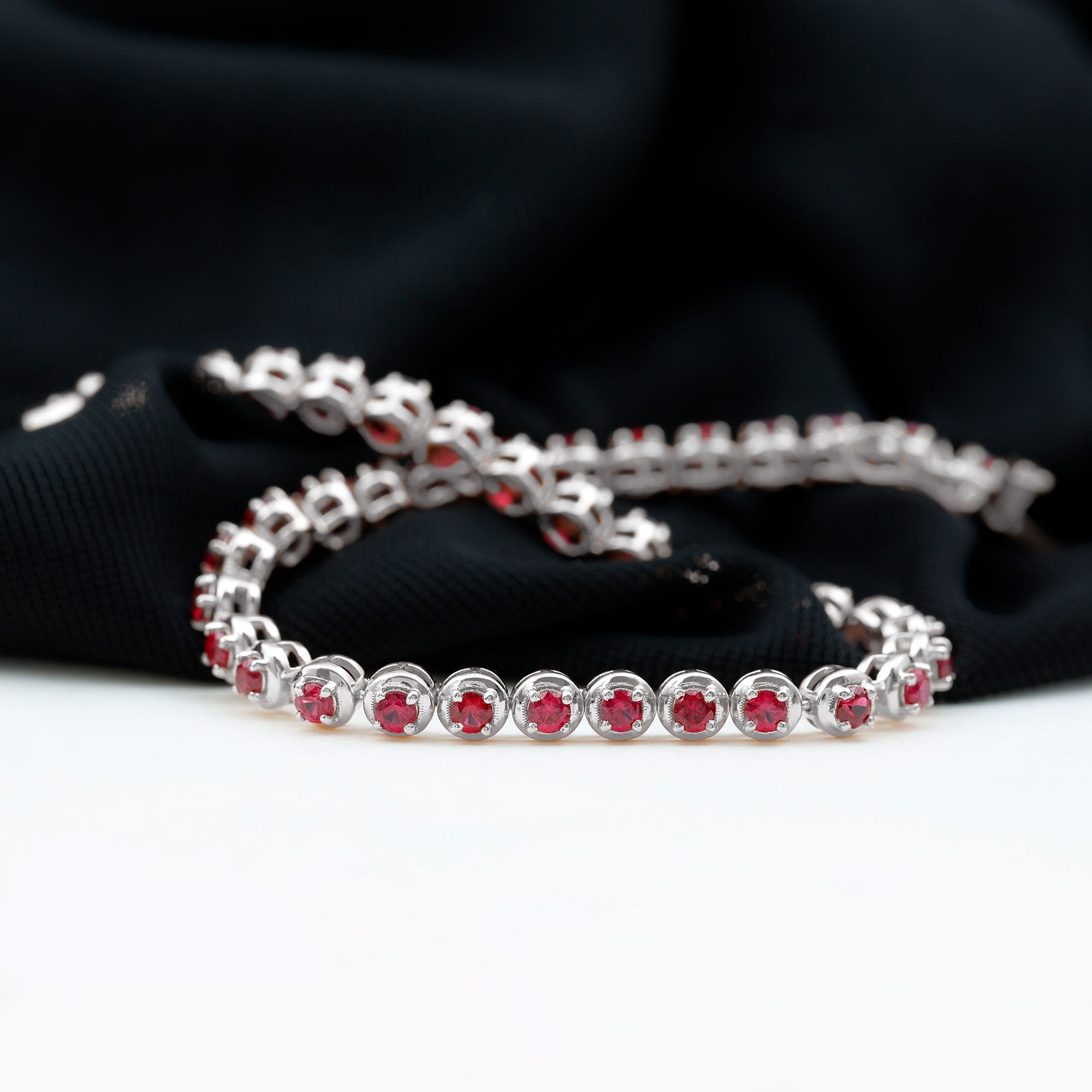 Certified Lab Grown Ruby Tennis Bracelet for Women