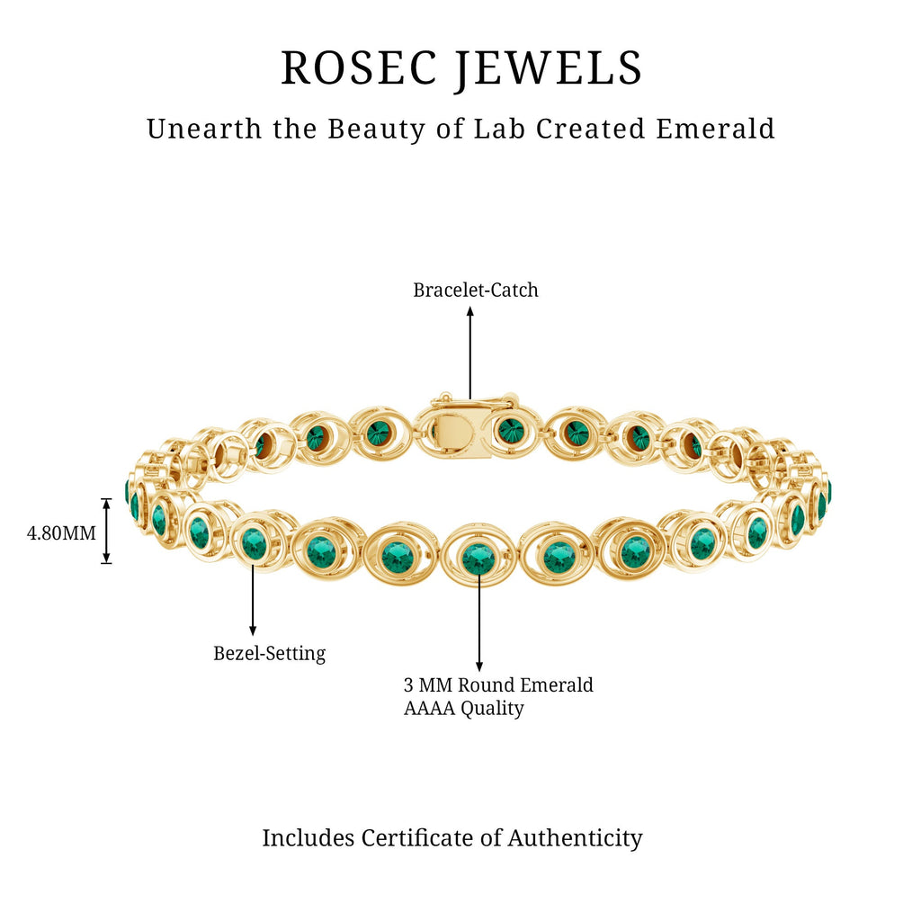 Lab Created Emerald Tennis Bracelet in Bezel Setting