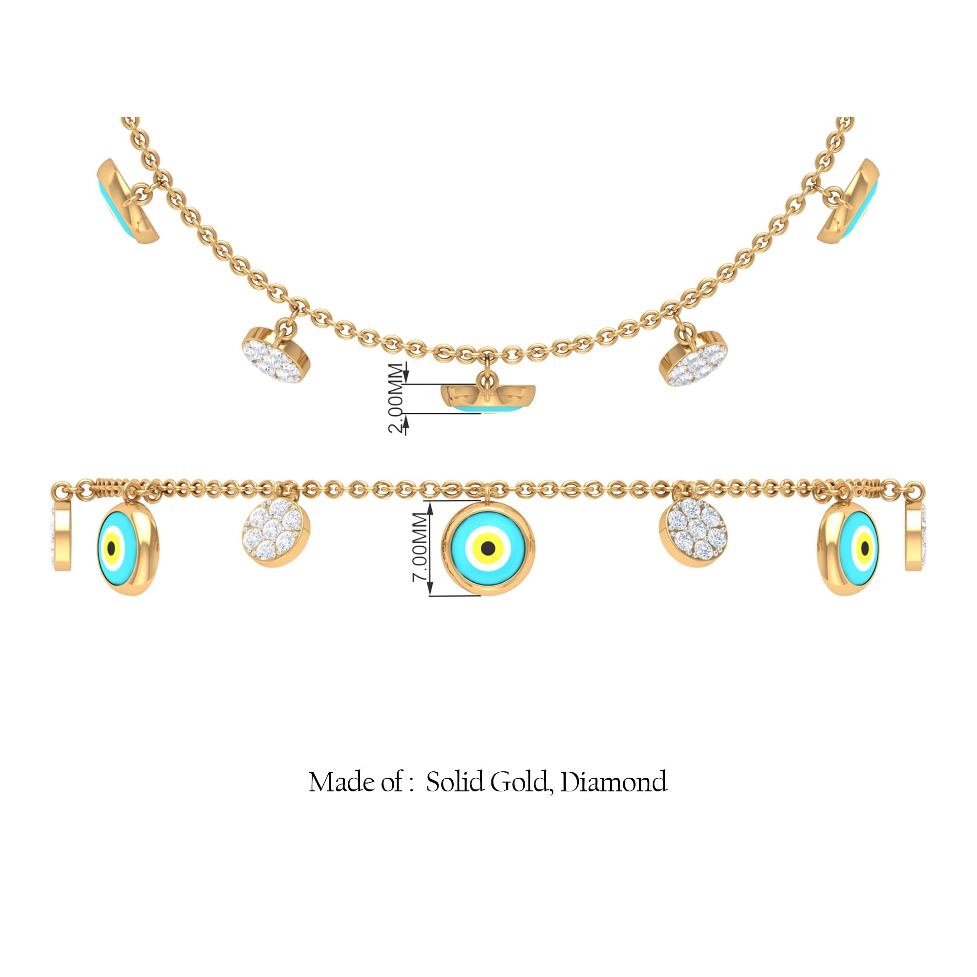 Certified Diamond Evil Eye Chain Bracelet