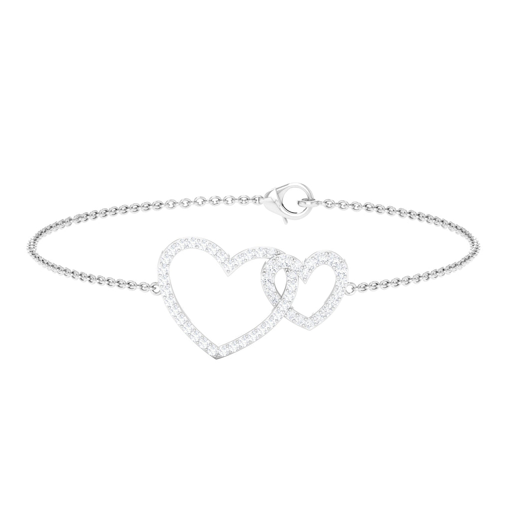 Natural Diamond Two Heart Bracelet for Women