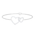 Natural Diamond Two Heart Bracelet for Women