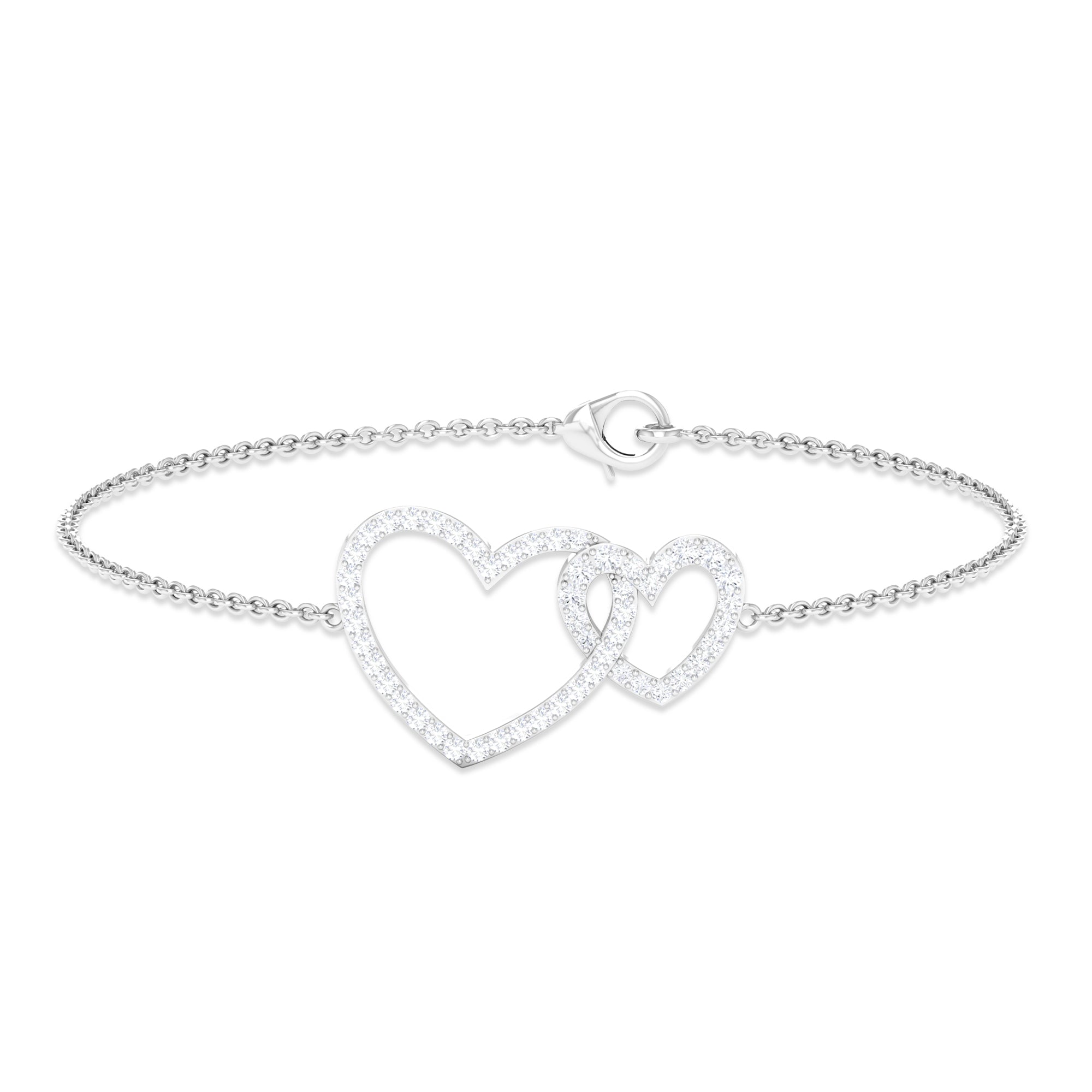 Natural Diamond Two Heart Bracelet for Women