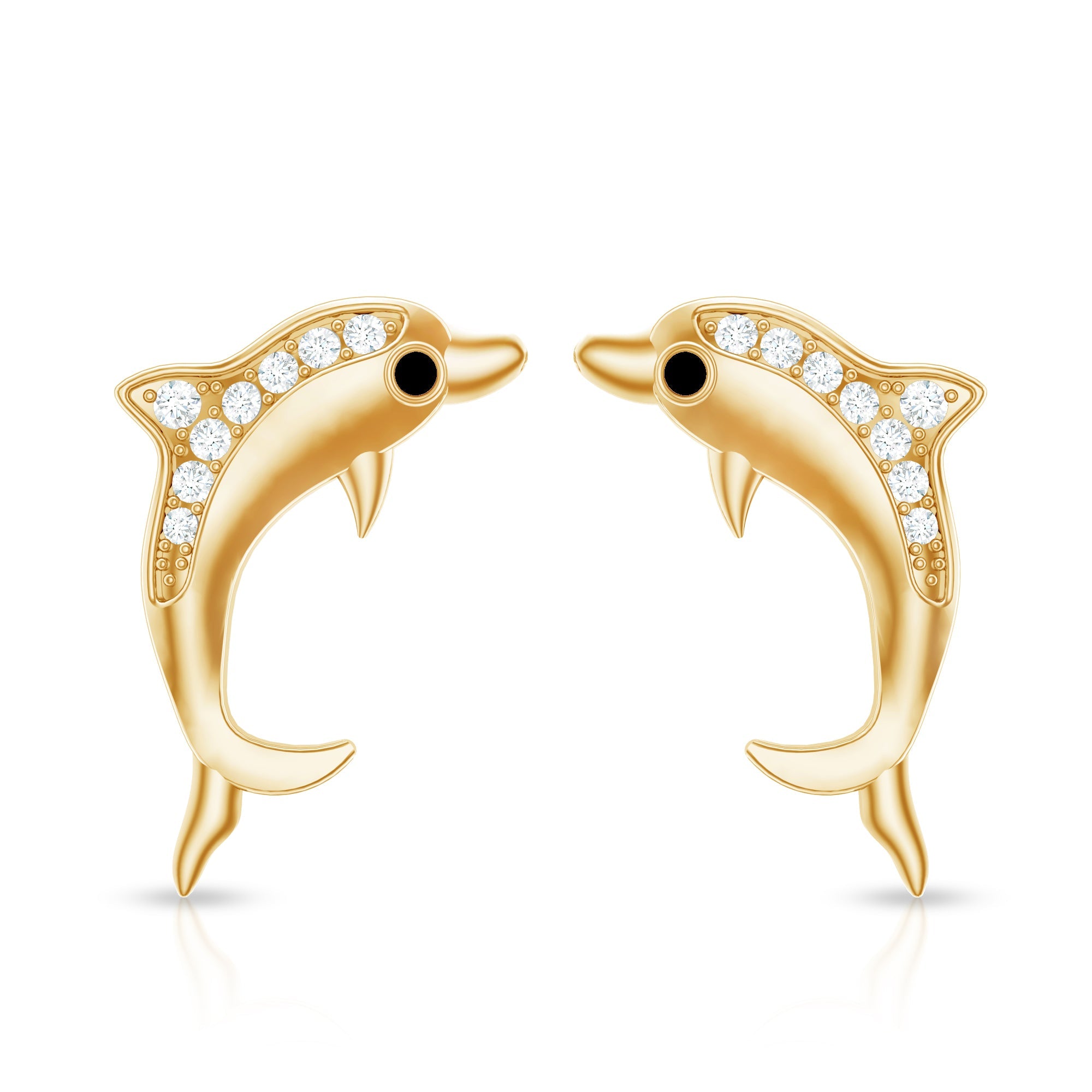 Cute Dolphin Stud Earrings with Moissanite