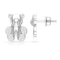 Teddy Bear Stud Earrings for Women with Diamonds