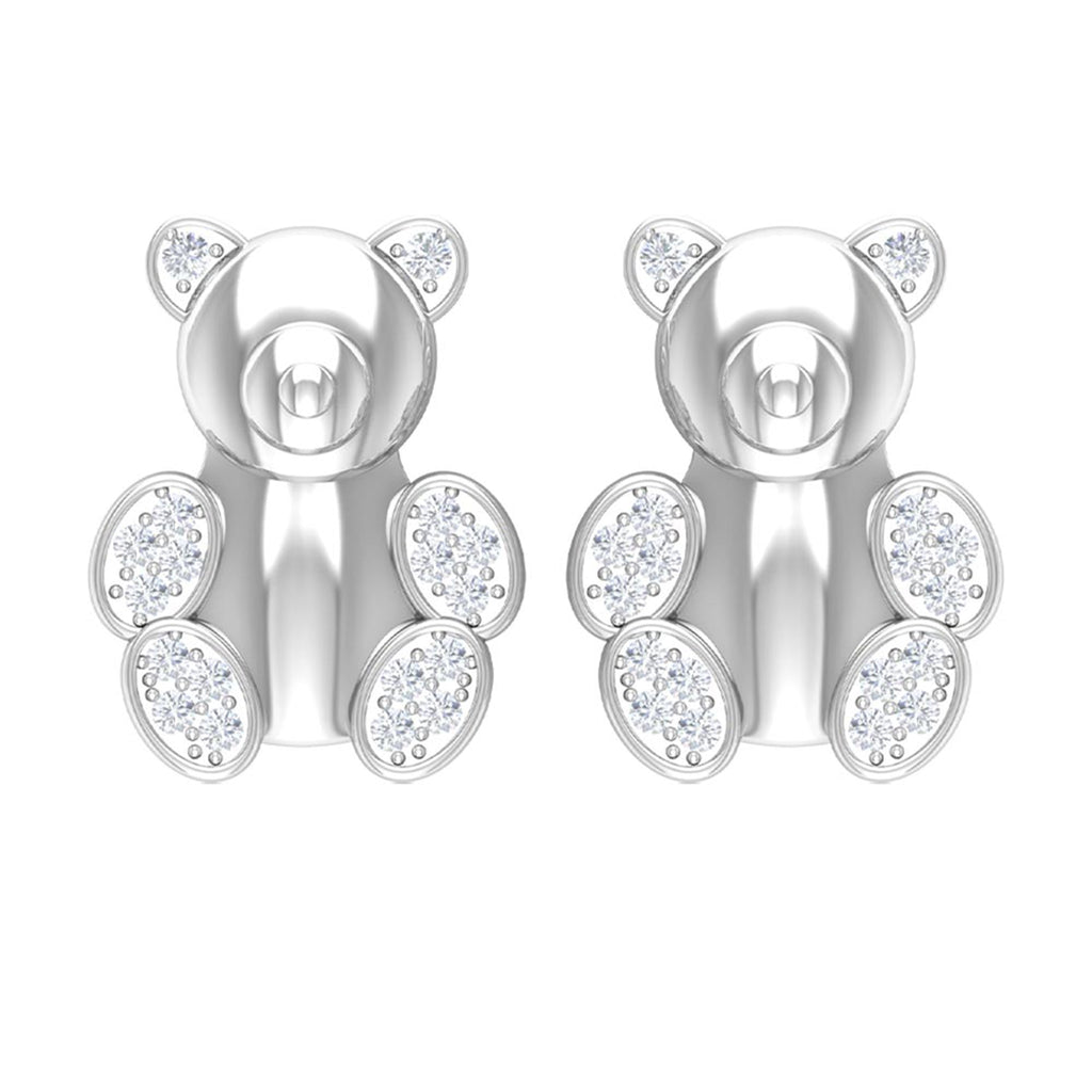 Teddy Bear Stud Earrings for Women with Diamonds