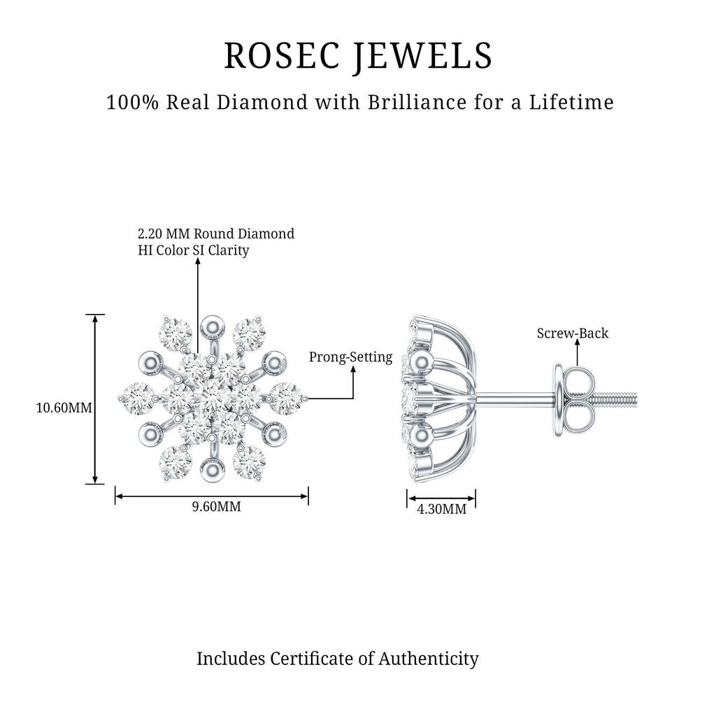Diamond Cluster Stud Earrings