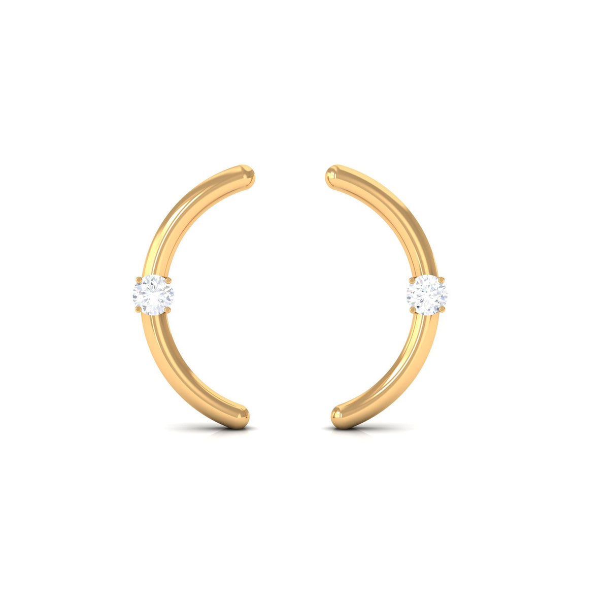 Certified Moissanite Curved Stud Earrings