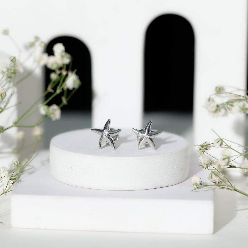 Diamond Starfish Stud Earrings for Women