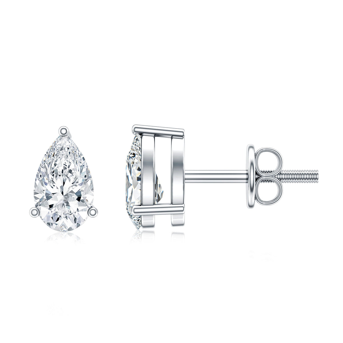 Pear Cut Diamond Solitaire Stud Earrings