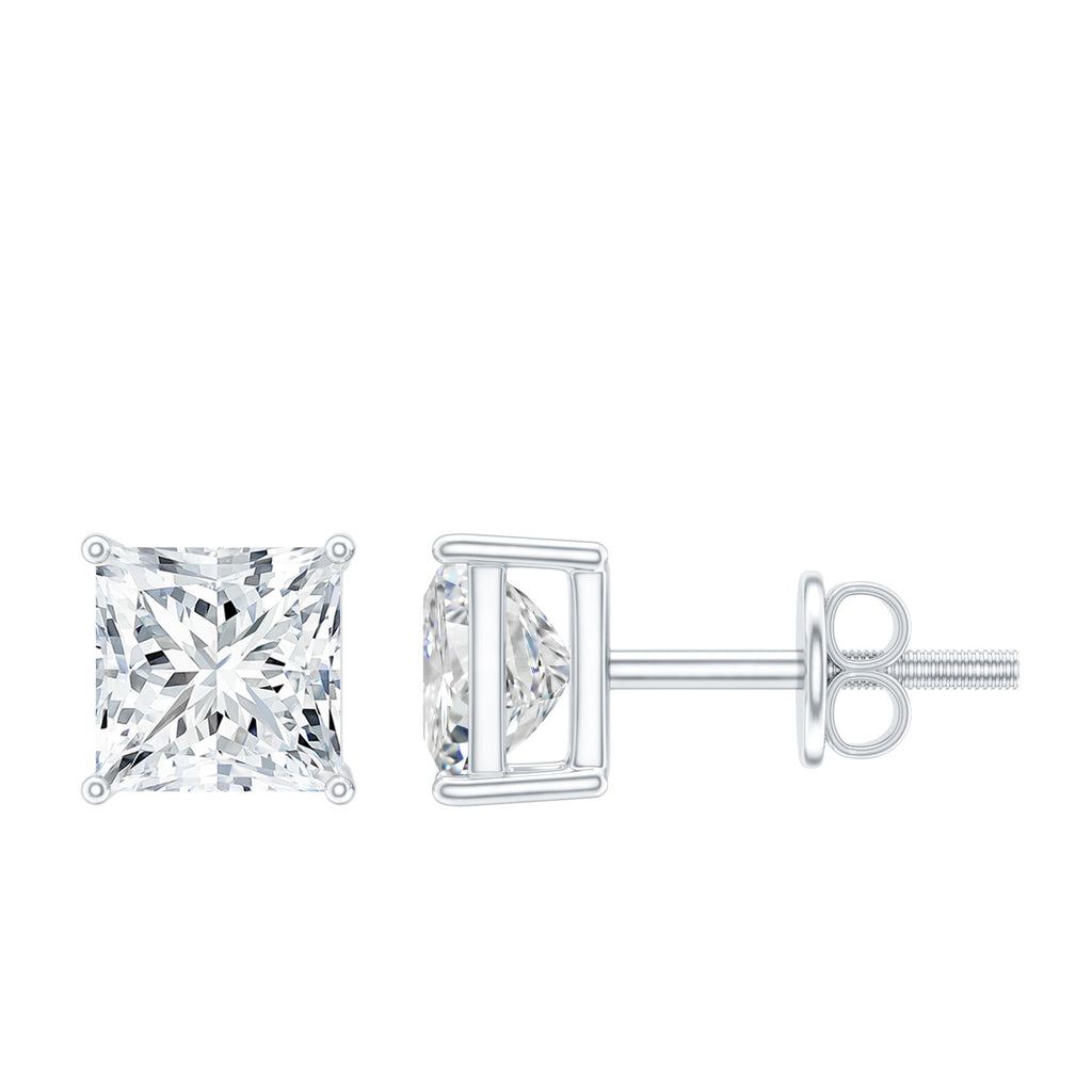 Princess Cut Moissanite Solitaire Stud Earrings for Women