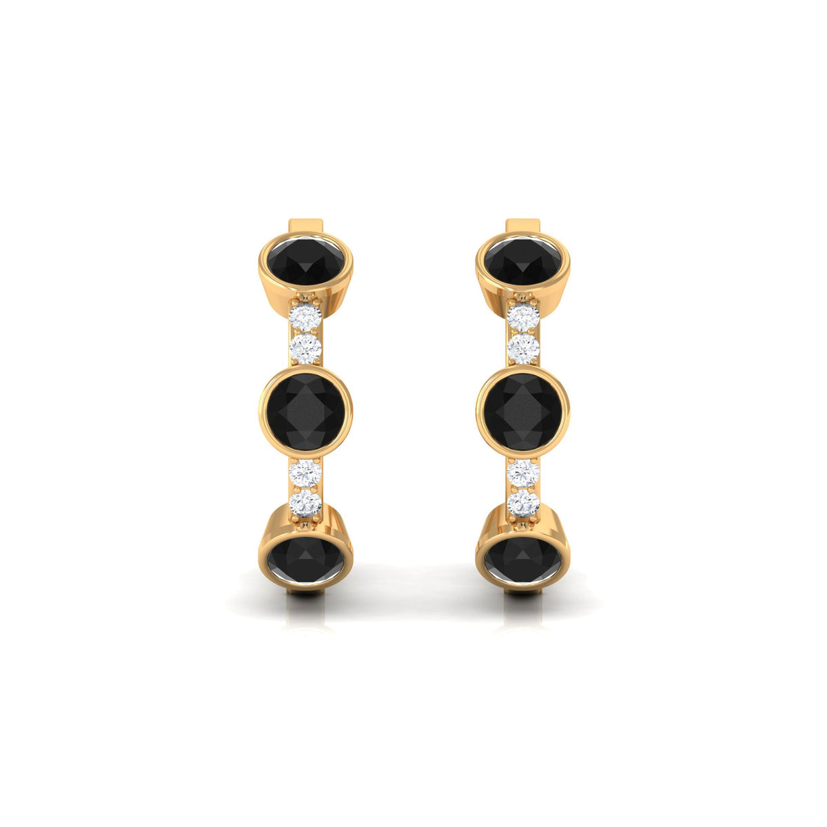 Lab Created Black and White Diamond Hinged Hoop Earrings