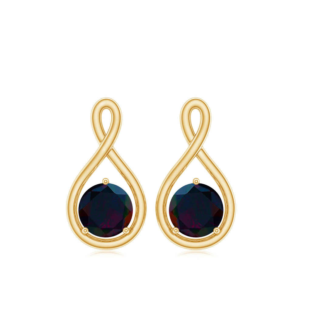 Natural Black Opal Infinity Earrings with Screw Back