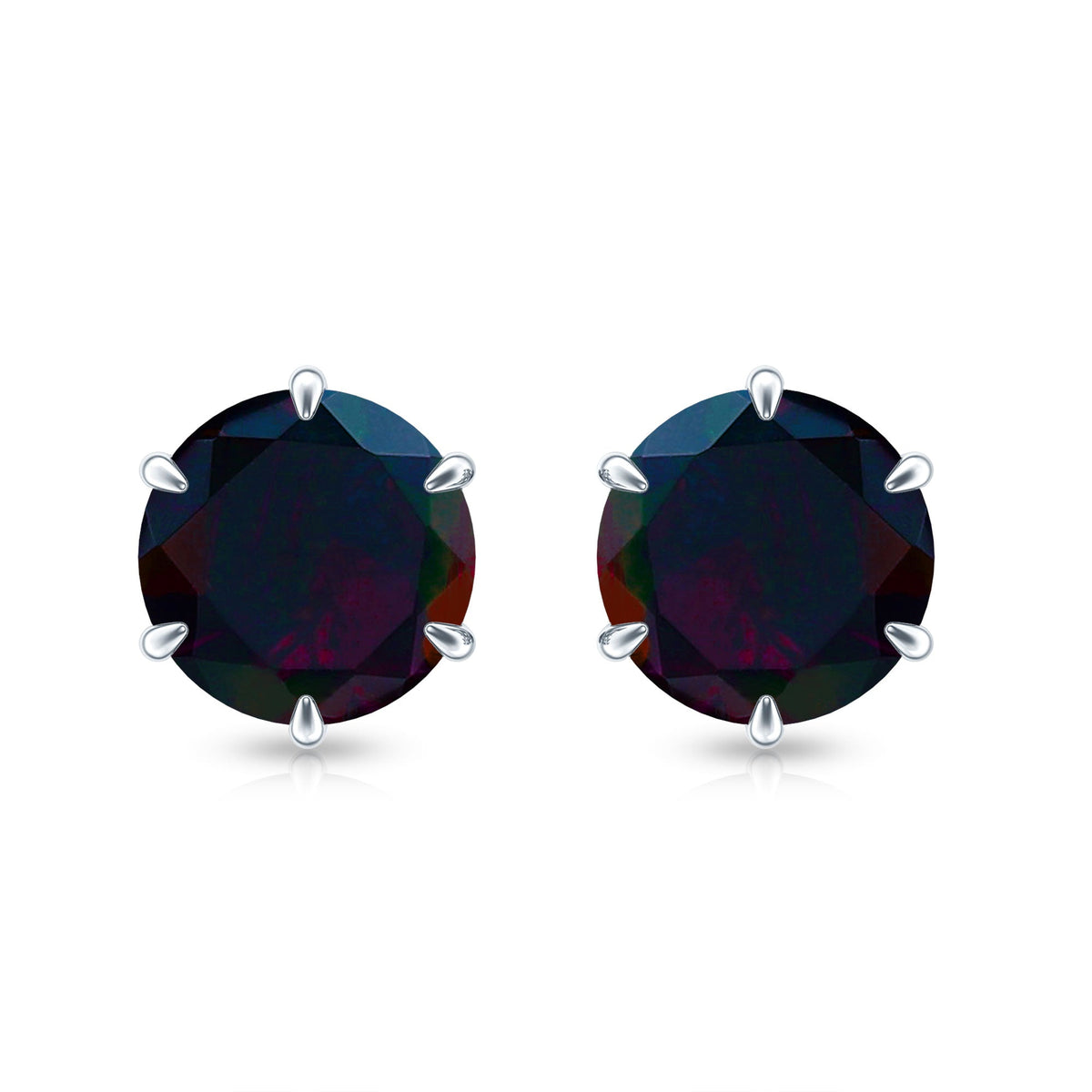 1.6 Carat Claw Set Black Opal Solitaire Stud earrings