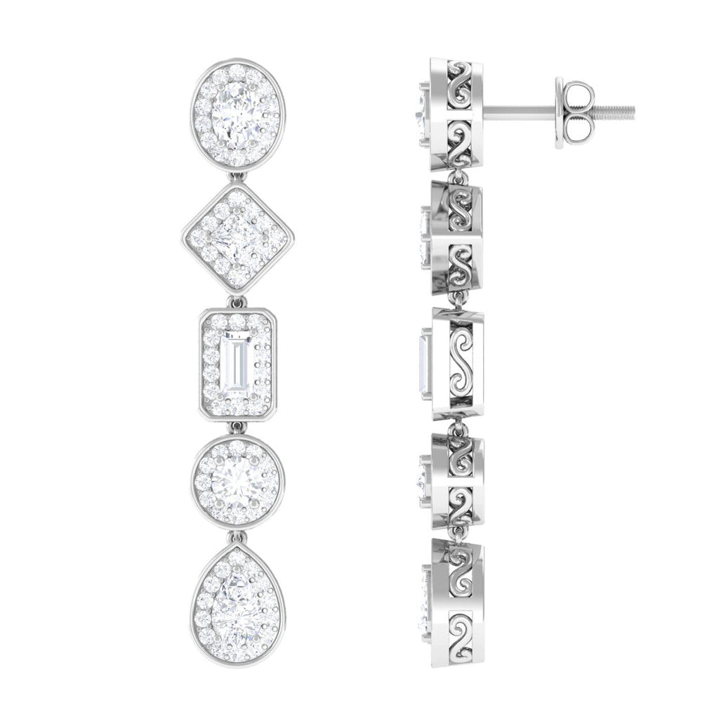 Certified Moissanite Dangle Earrings for Wedding
