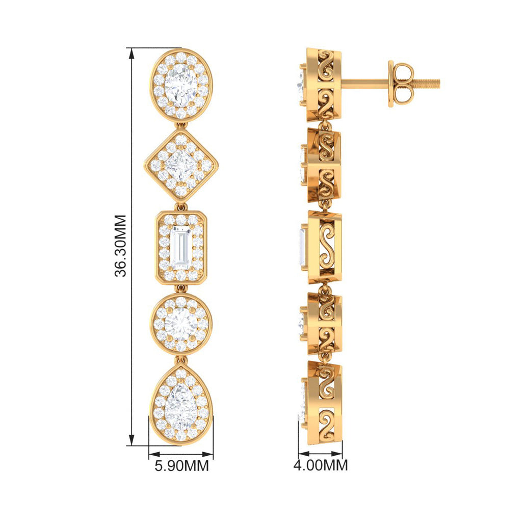 Certified Moissanite Dangle Earrings for Wedding