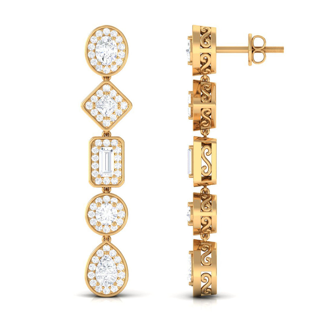 Certified Moissanite Dangle Earrings for Wedding